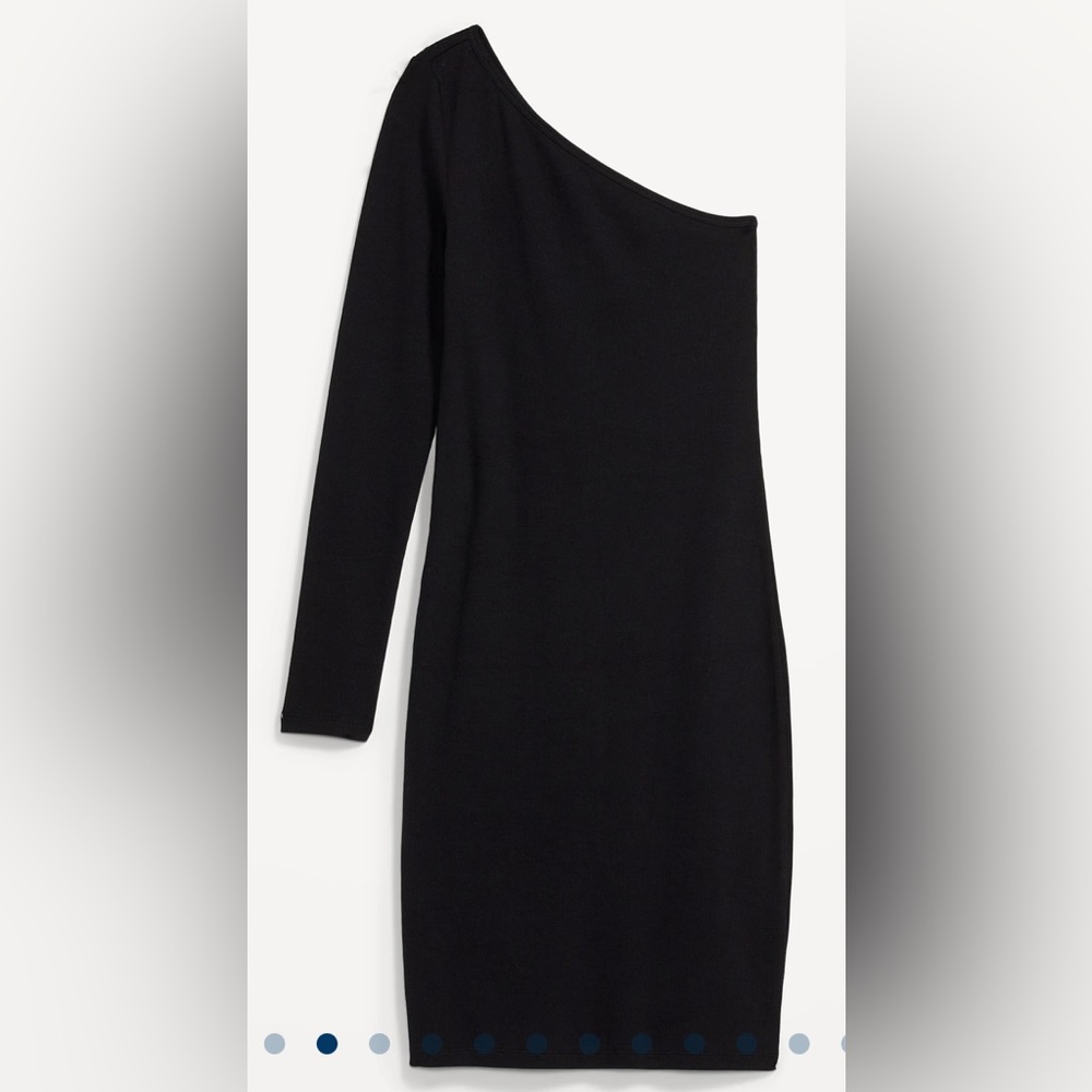 Old navy fitted one shoulder rib knit mini dress for women sz LP
